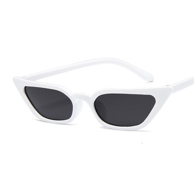 Gafas De Sol De Ojos De gato para mujer, anteojos De Sol femeninos De Color rosa De ojos De gato, Estilo Vintage, De Color negro, montura pequeña, transparentes: White Gray