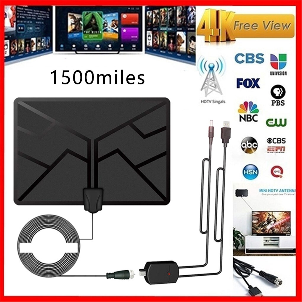 4K Digital HDTV Aerial Indoor Amplified Antenna 1500 Miles HD 1080P TV Local Channels Broadcast