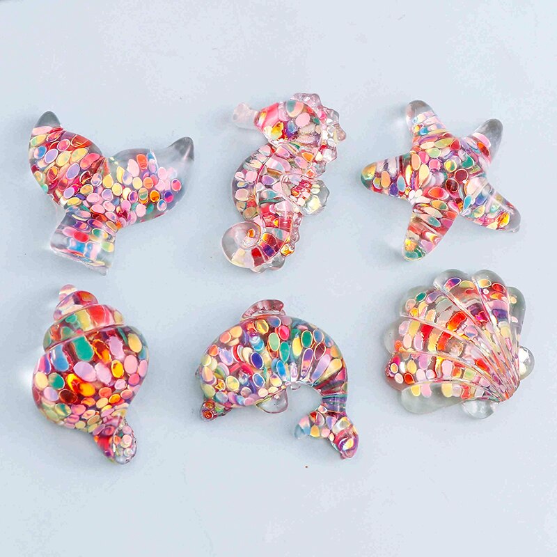 Plat Hars Plakboek Gemengde Transparante Pailletten Set Shell Seahorse Dolfijn Diy Ambachten Decoratieve Accessoires