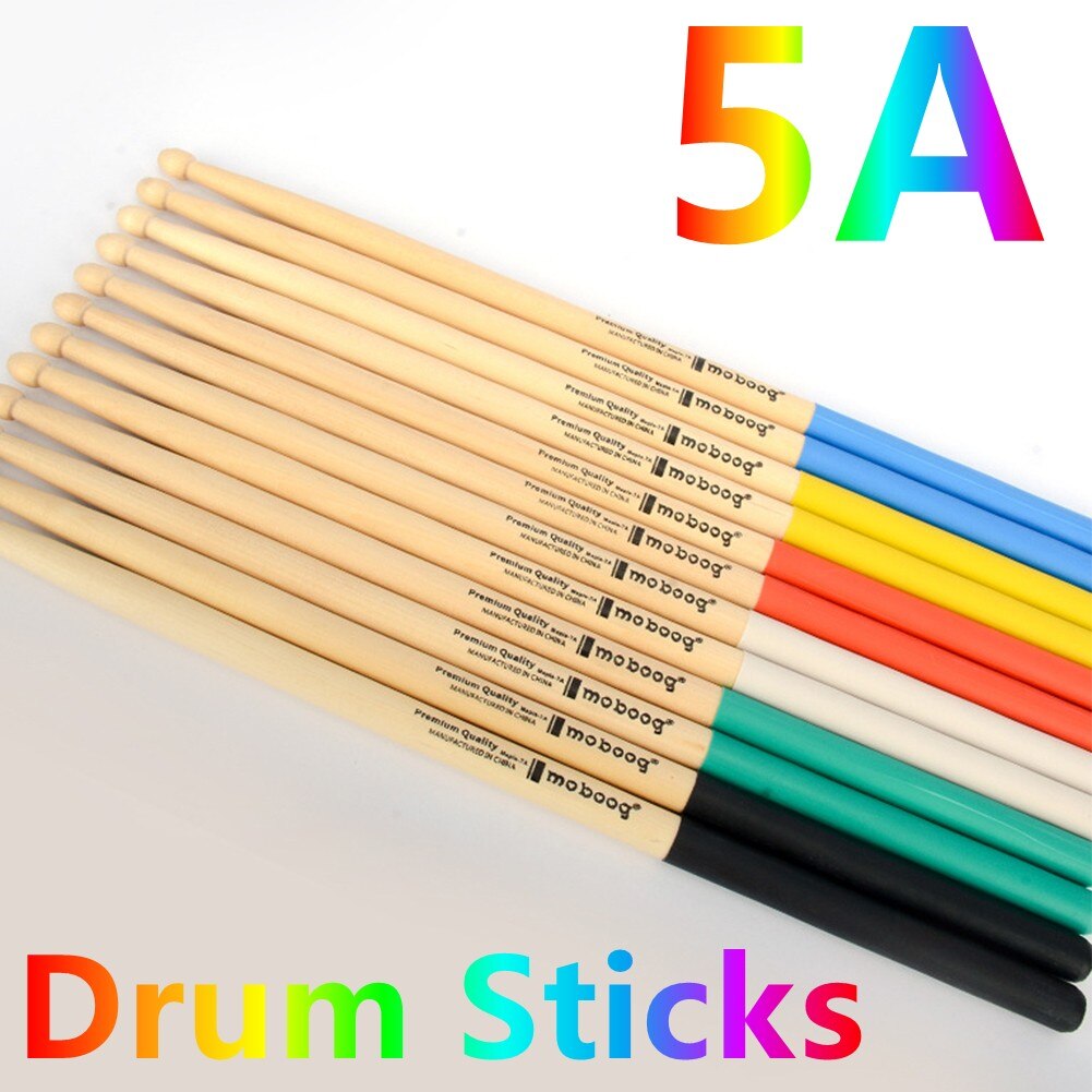 1 Paar Professionele Drum Sticks 5A Maple Hout Antislip Kleurrijke Handvat Drumsticks Percussie Muziekinstrumenten Voor Beginners