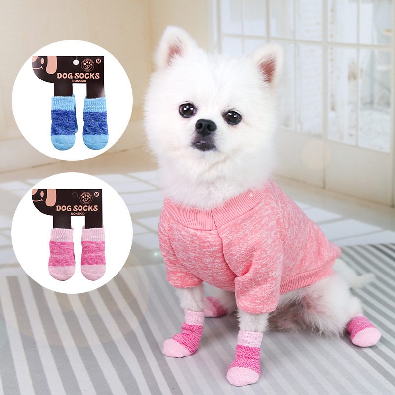 Calze gommate per gatti antigraffio a maglia Patucos Perro Pequeno Calze canna Calcetines mascotte 4 pz/impostato autunno inverno stivale