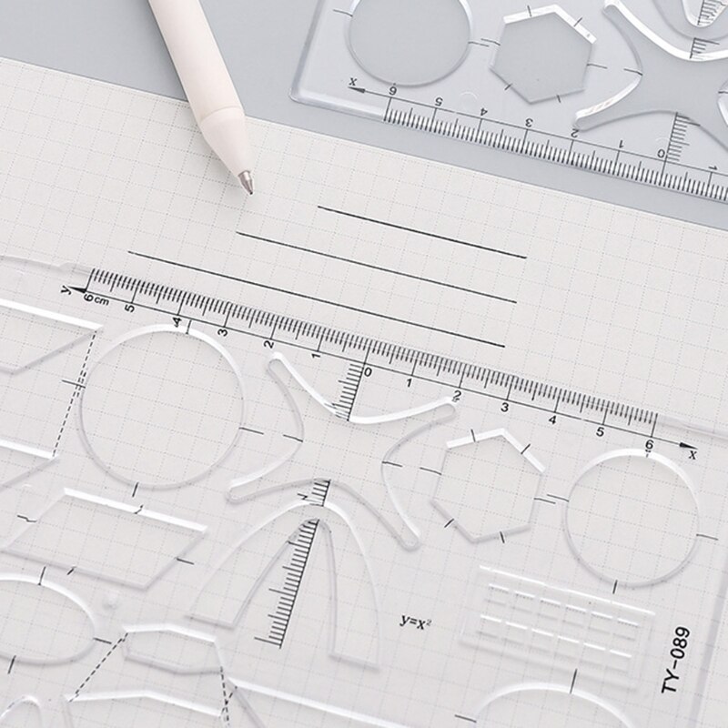 Règle de dessin, modèle de maths multifonctionnel, forme creuse, fonction géométrique, pour dessins, directe, 1 pièce