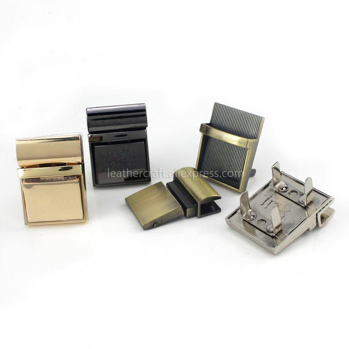 Cierre cuadrado de Metal para mujer, hebilla de cierre de giro para artesanía de cuero, bolso, bolso, accesorios de Hardware DIY, 1 ud.
