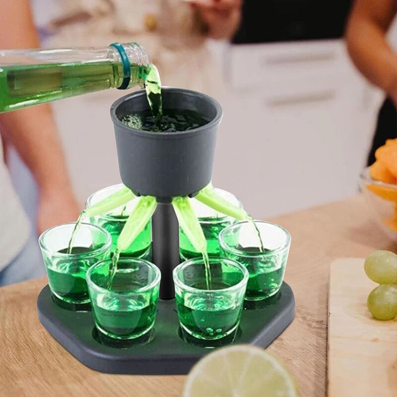 6 shots glass spill dispenser vin whisky øl vin brennevin dispenser bar tilbehør fest spill drikke verktøy glass dispenser