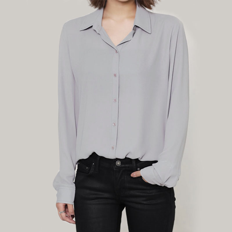 Camisas de gasa simples de colores sólidos para mujer, novedad de 2023, blusa informal de gasa de manga larga para mujer, Tops, camisa de para mujer, ropa