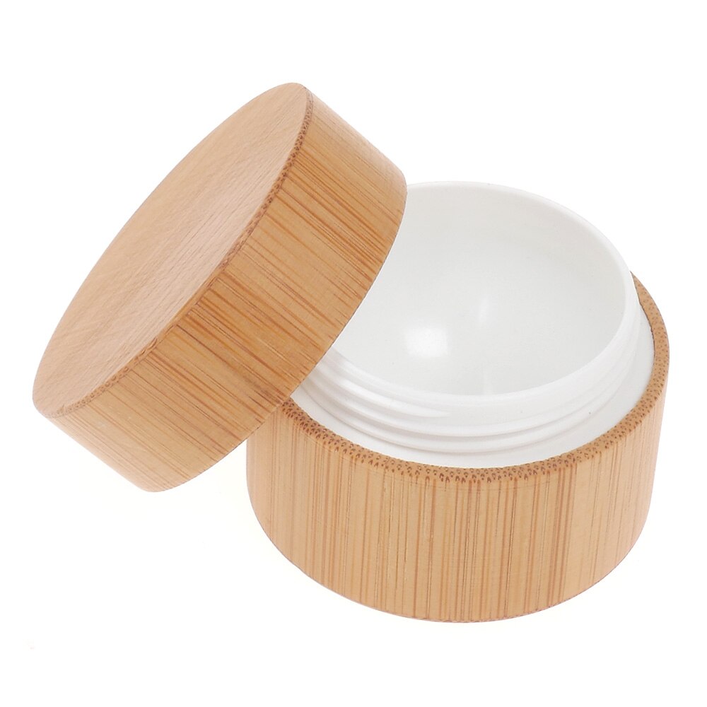 Natural Bamboo Refillable Bottle Cosmetics Jar Box Makeup Cream Storage Pot Container Portable Round Bottle