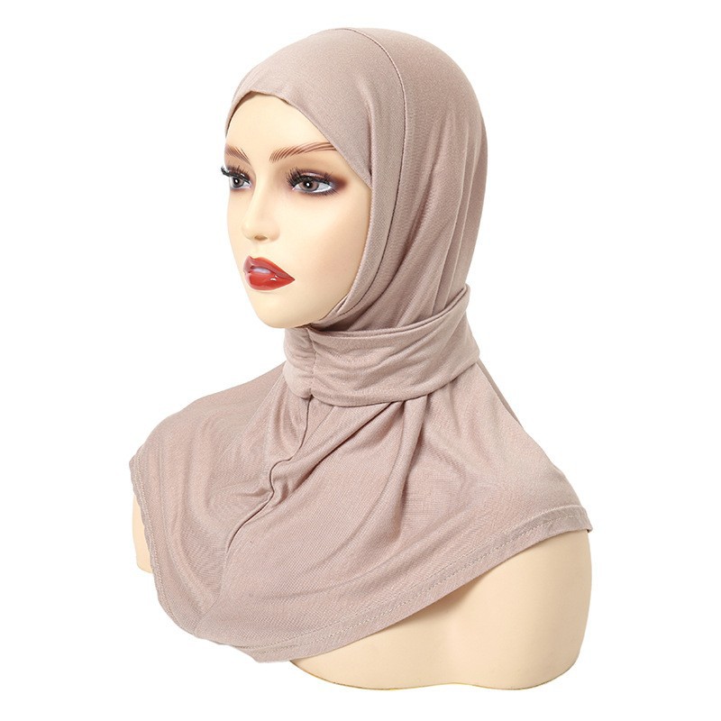 Classique Islam femmes prêt à porter Snap Fastener Hijabs pour femme couverture complète bandeau écharpe Turban casquettes Turbante Mujer: Café léger