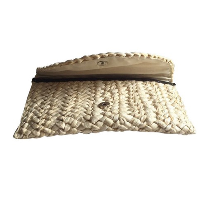 HIGHREAL Straw Knitted Women Clutch Female Braided Handbag Envelope Hasp Beach Bag For Ladies