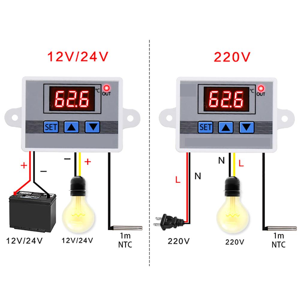 Digitale temperatuurregelaar 10a thermostaatregelaar met sondesensor thermometer thermoregelaar  dc12v/dc24v/ac220v