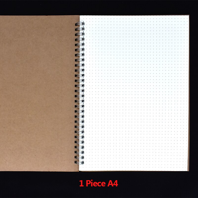 Spiral Bullet dotted journal, Square, Ruled, Blank optional Kraft paper cover Three sizes, 50 sheets/100 pages Diary Sketchbook: 1PC A4