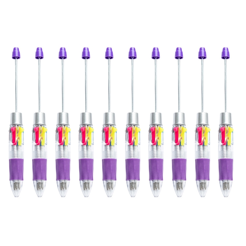 Stylo à bille multicolore perlé, 4 couleurs en 1, pointe 1.0MM, lisse pour écrire, pour étudiant, enseignant, marquage, 10: plum