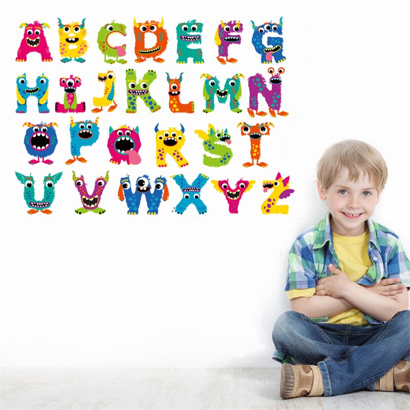 Alphabet Wall Stickers Children Kid Bedroom Living Room Wall Decoration Sticker for girls boys school decoracion