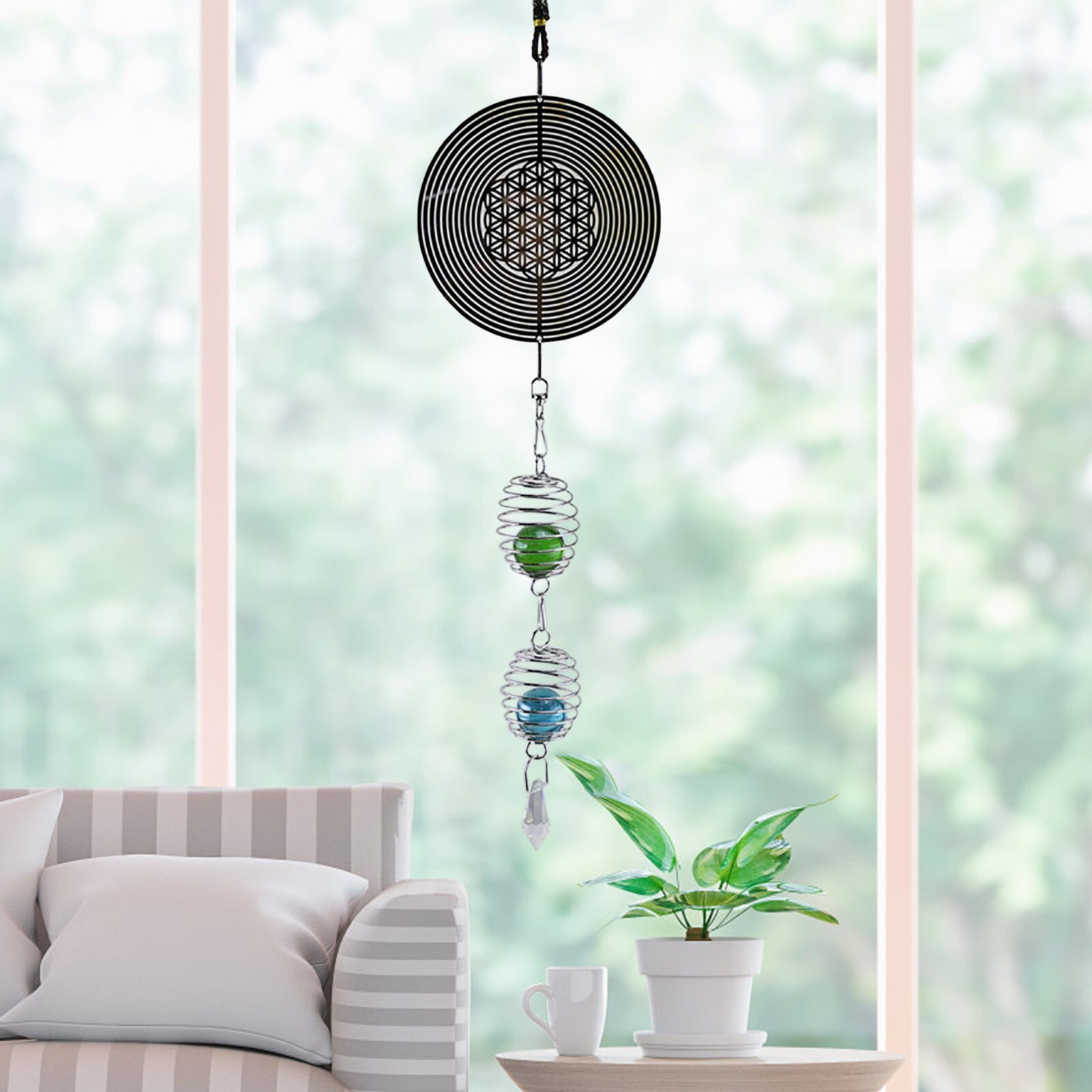 25# Vintage Rotating Wind Bell Heart Round Star Shape Metal Wind Chime Unique Household Handicrafts Pendant Home Decor: B