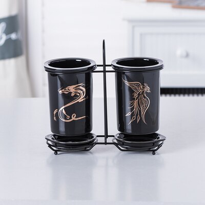 Phoenix pauw Herten hoofd Keramische Lepel Vork Mes Eetstokjes Aftappen Houder Keuken Organizer: Design 9