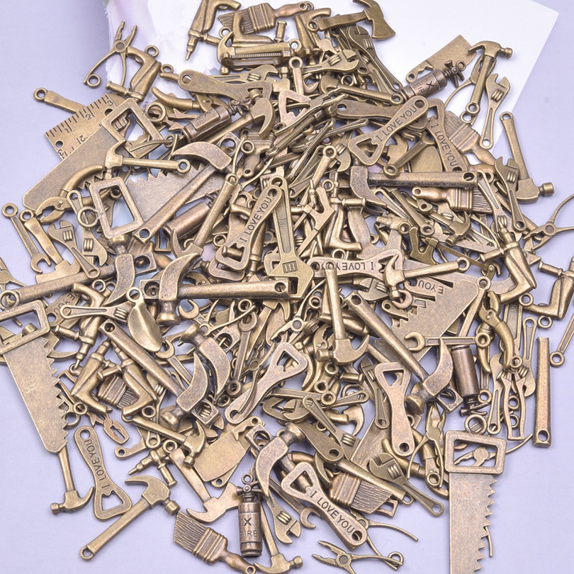 10/20/30 unids/lote herramientas de bronce colgantes de joyería DIY te amo abridor de botellas cepillo encantos a granel suministros de joyería de Metal