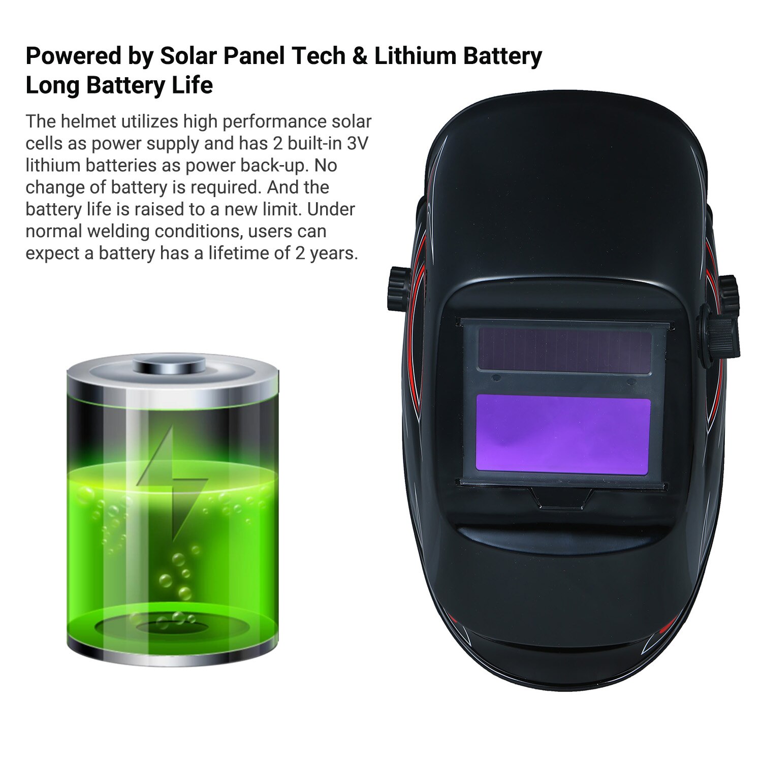 Welding Helmet Solar Powered Auto Darkening Protective Helmet Shield with Variable Shade from DIN9 to DIN13 for ARC TIG MIG