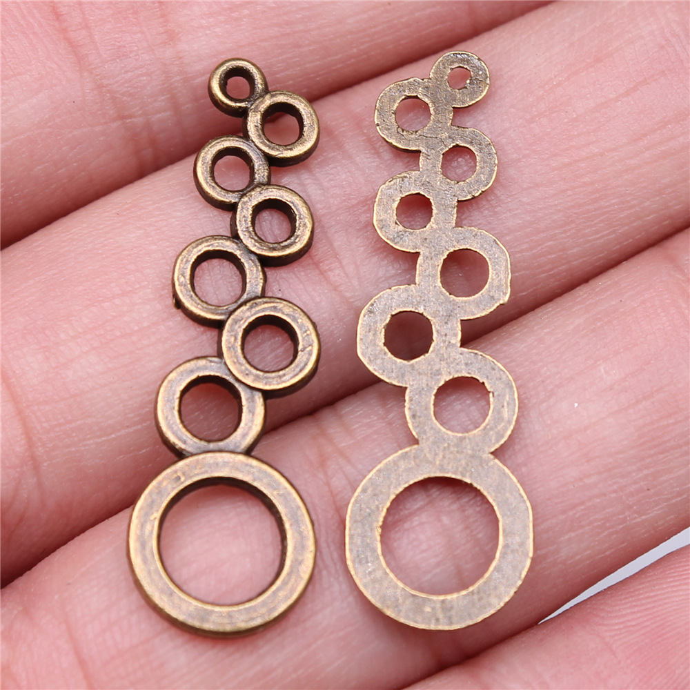 10 Uds. De colgantes redondos de Color bronce tibetano y plata, fabricación de joyería antigua, dijes artesanales hechos a mano DIY para fabricación de joyas: Chapado en cobre envejecido