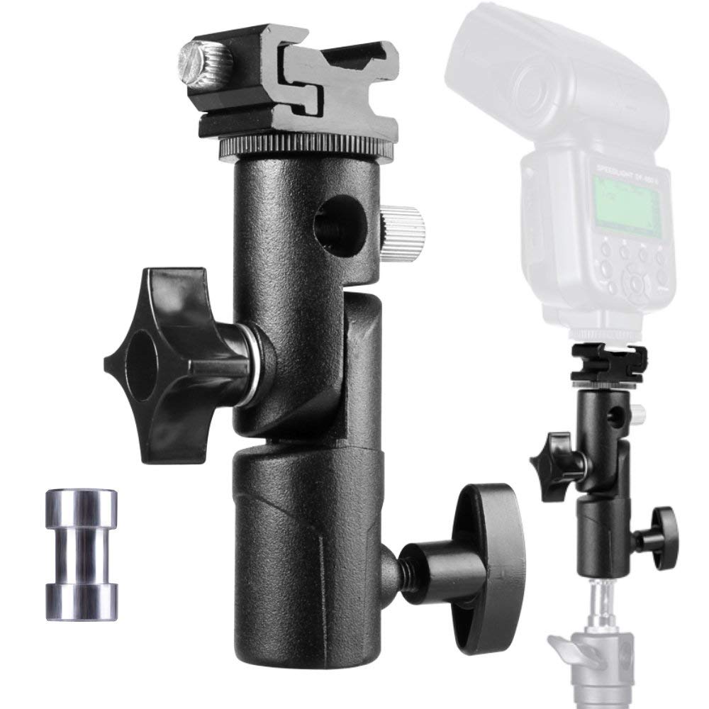 Speedlite-Soporte Universal de Flash de Metal, accesorio para paraguas con tornillo de montaje de luz de adaptador giratorio de 1/4 "a 3/8"
