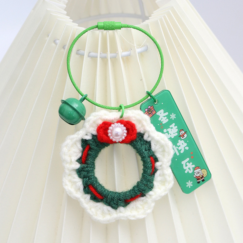 Pendentifs de Noël au Crochet - Porte-clés de Noël Tissés à la Main - Jolie Décoration de Sac pour Amis: Kaki FoncÃÂ©