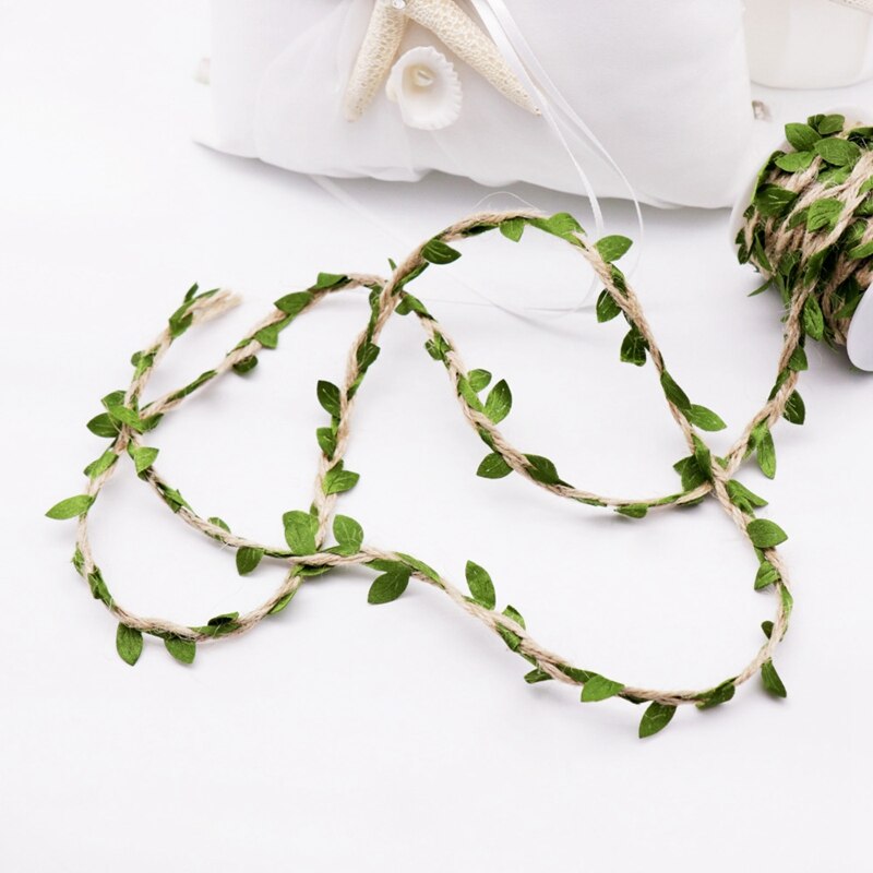 -10M Simulatie Groene Bladeren Weven Touw Diy Bruiloft Verjaardag Bruiloft Decoratie Rotan Boeket Verpakking Touw