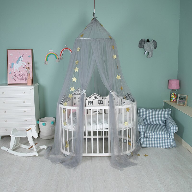 Baby Ronde decoraties Crib Netting Bed Opknoping Katoen Bed Luifel Klamboe Gordijn Voor Hangmat in De Baby 'S Room Vlag decor