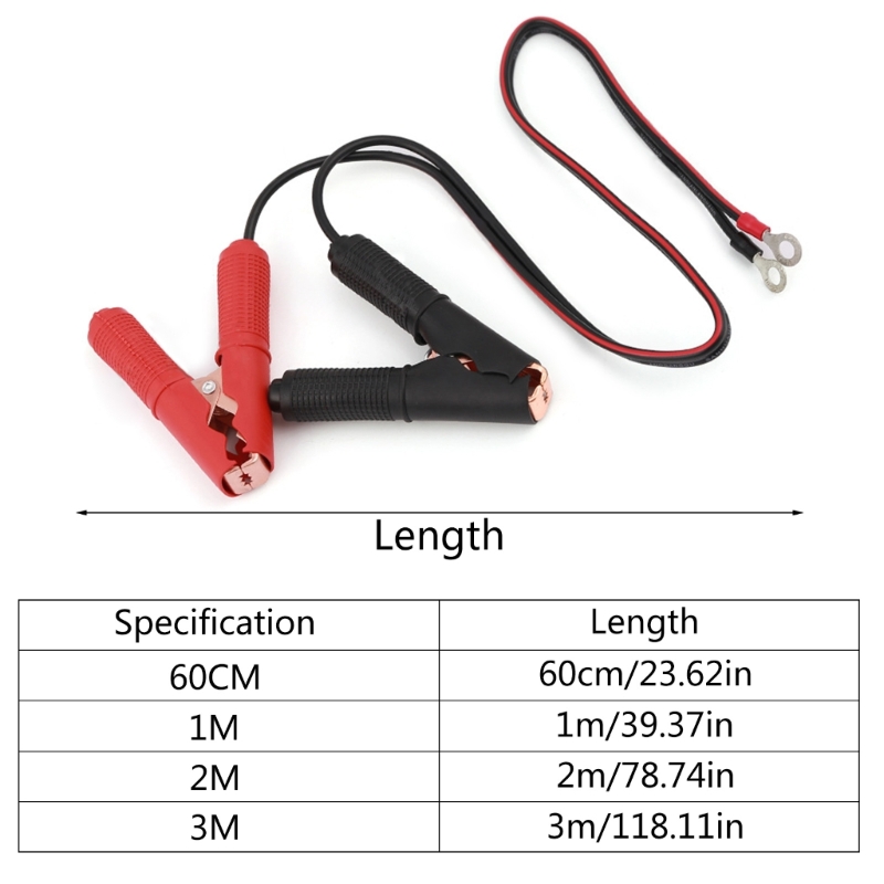 Câble onduleur portable, chargeur de voiture, fil d'alimentation, rouge et noir, 100A, 2,5 mm², 60cm, 1m, 2m, 3m