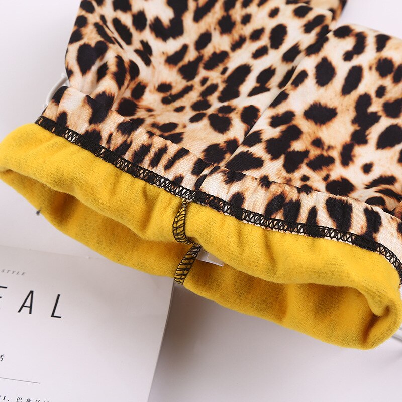 Höst vinter bebis flickor leggings tjocka varma prickar byxor barn flicka leopard plus sammetsbyxor barn flickbyxor
