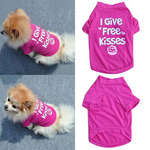 Summer Spring Pet Dog Vest Cotton T-Shirt Puppy Doggy Shirt I Give Free Kisses Print Doggie Cloth For Small Dogs Cats Pets