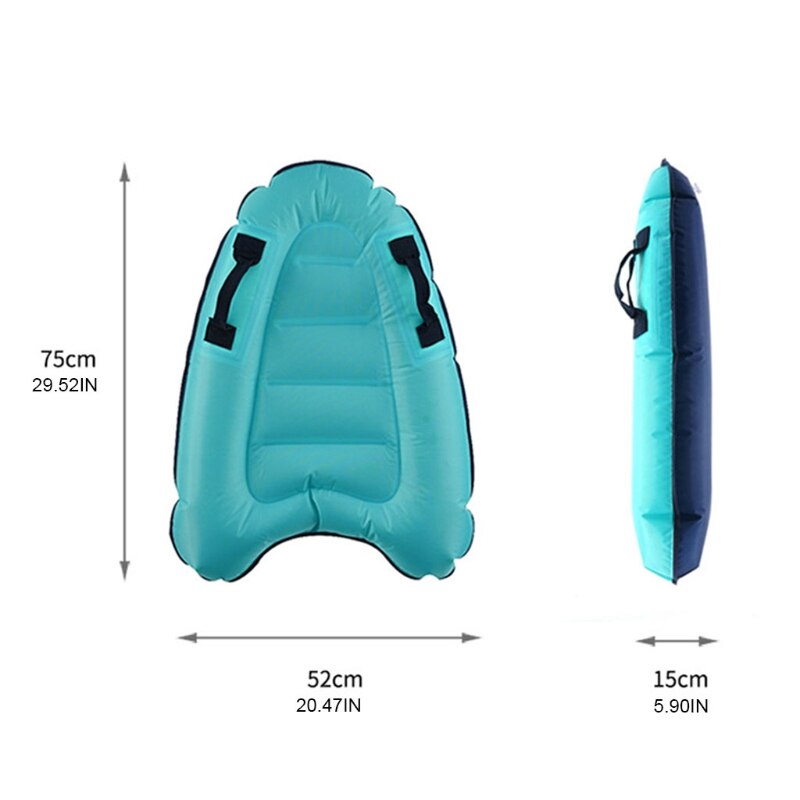 Inflatable Surfboard - 52x75x15cm - Portable Bodyboard with Handle - for Kids Adults Surfing