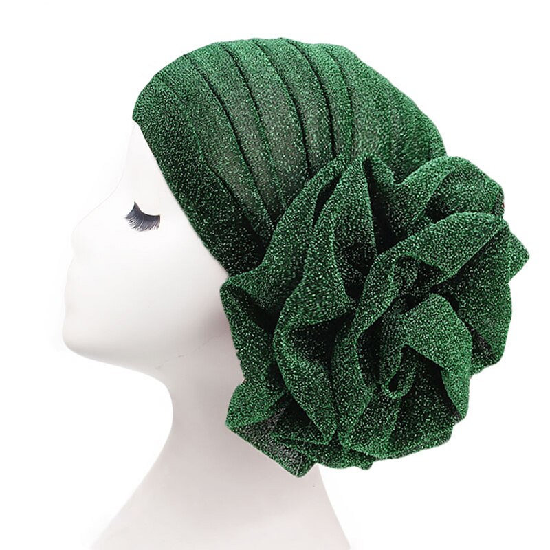 Sombreros para hiyabs para mujer árabe africana turbante elástica ropa Islam gorro para la cabeza señoras pelo accesorios musulmán gorros con bufanda: green