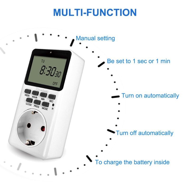 Outlet Timer, Digital Programmable Timer，Heavy Duty Smart Indoor Timer for Electric Outlets EU US UK Plug Wall Timer
