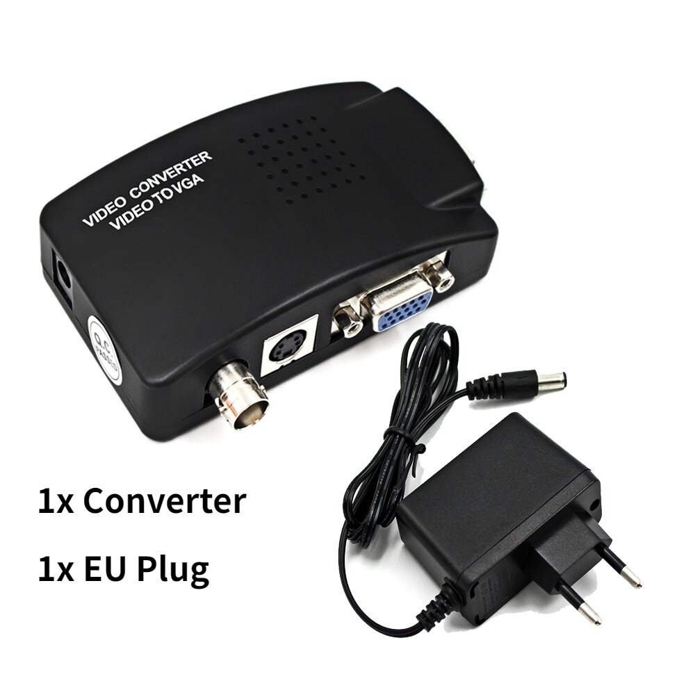 Bnc converter vga s-video naar vga video adapter converter voor digitale harde schijf videorecorder computer laptop naar tv projector: Met eu-stekker