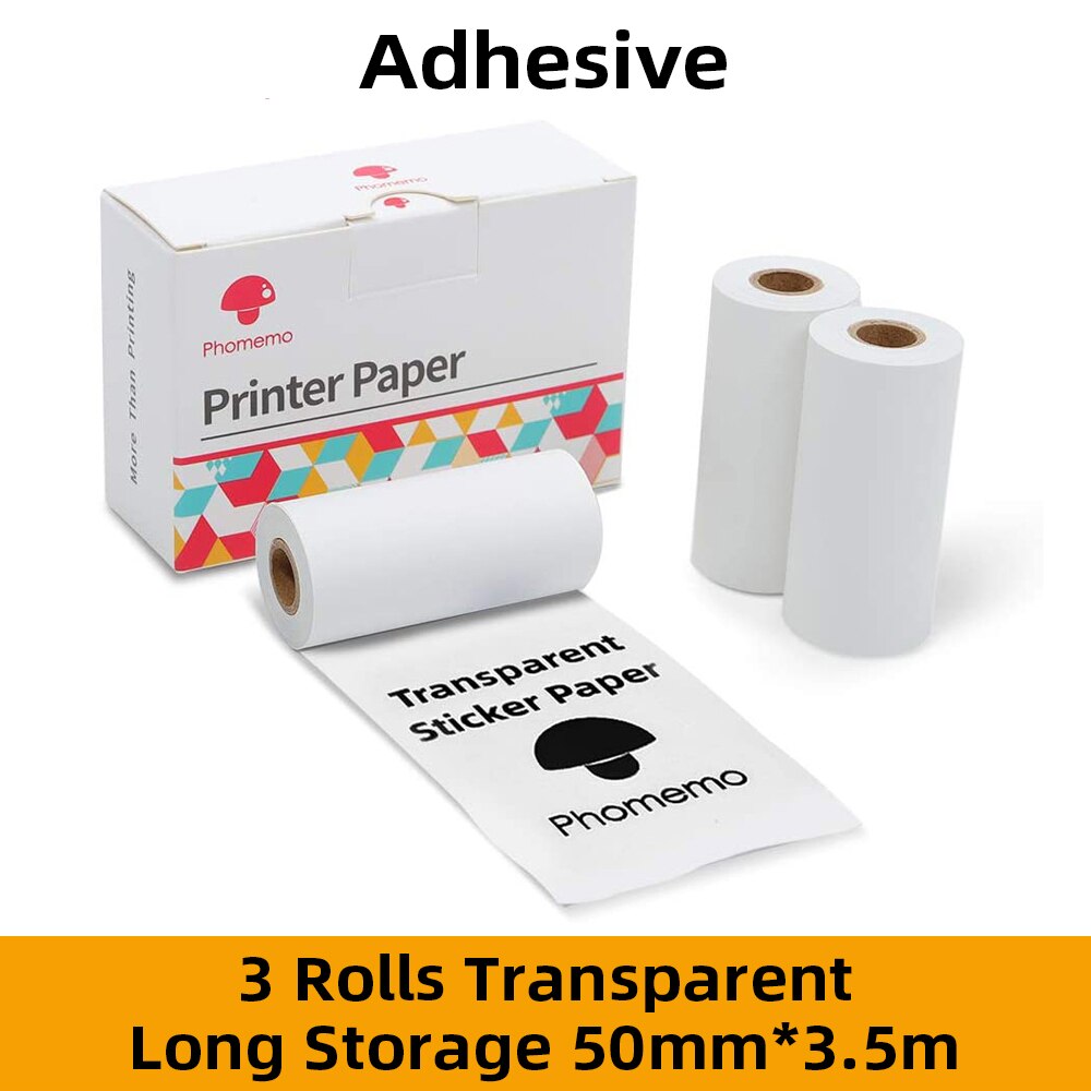 Papel Phomemo Sticky Thermisch Papier Printable Foto Papier Voor M02/M02S/M02Pro Mini Printer: Transparent
