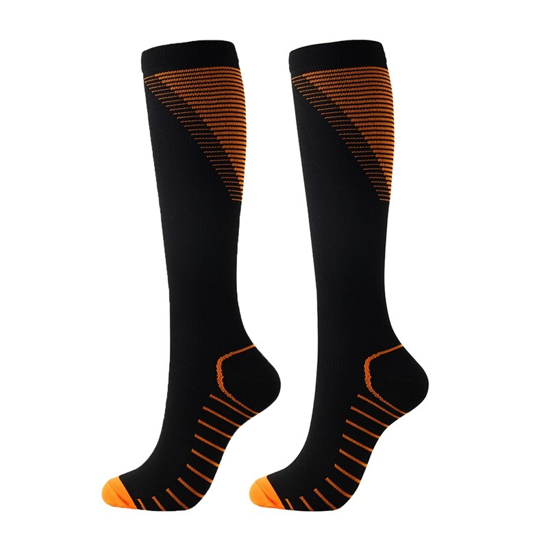 Sports Socks Compression Socks Running Women Men Marathons Circulation Athletic Edema Varicose Veins Travel Over Knee Stockings: Orange / L