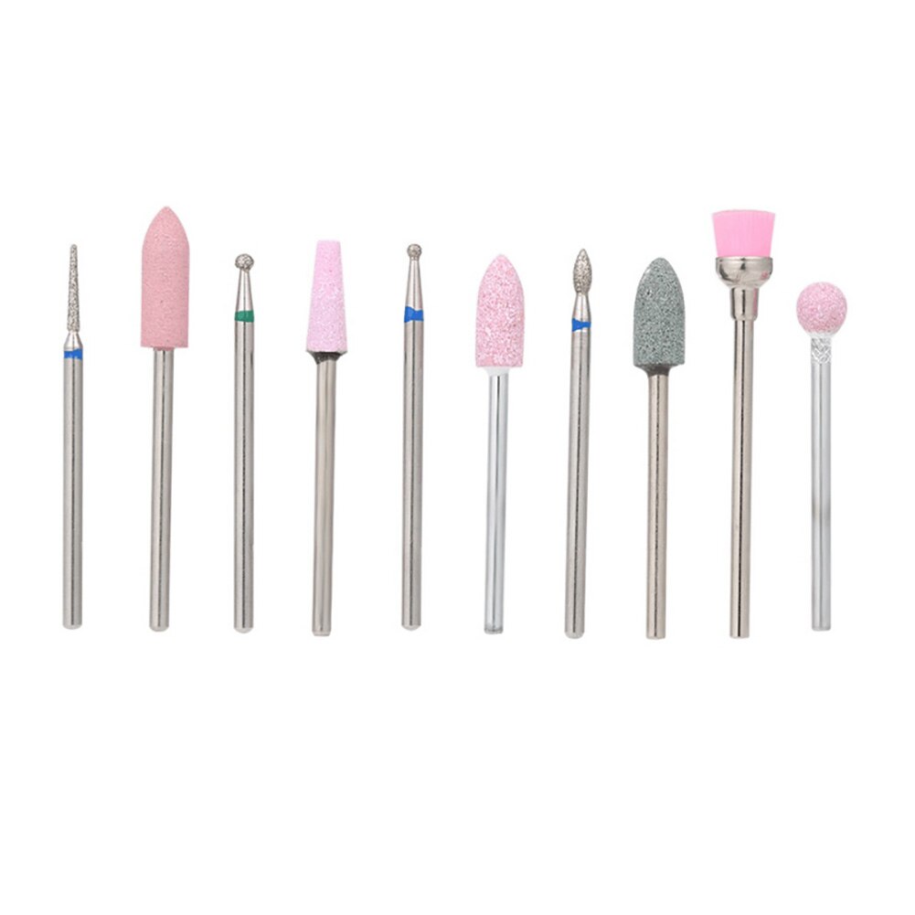 10Pcs Slijpen Nail Art Boor Bits Manicure Pedicure Polijsten Frezen Hoofd Kit Nagel Boren Manicure Machine Accessoires