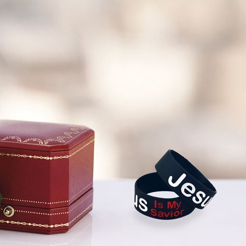 Bracelet en caoutchouc de Silicone, 1 pièce, jésus est mon sauveur, 1 pouce de large pour la foi