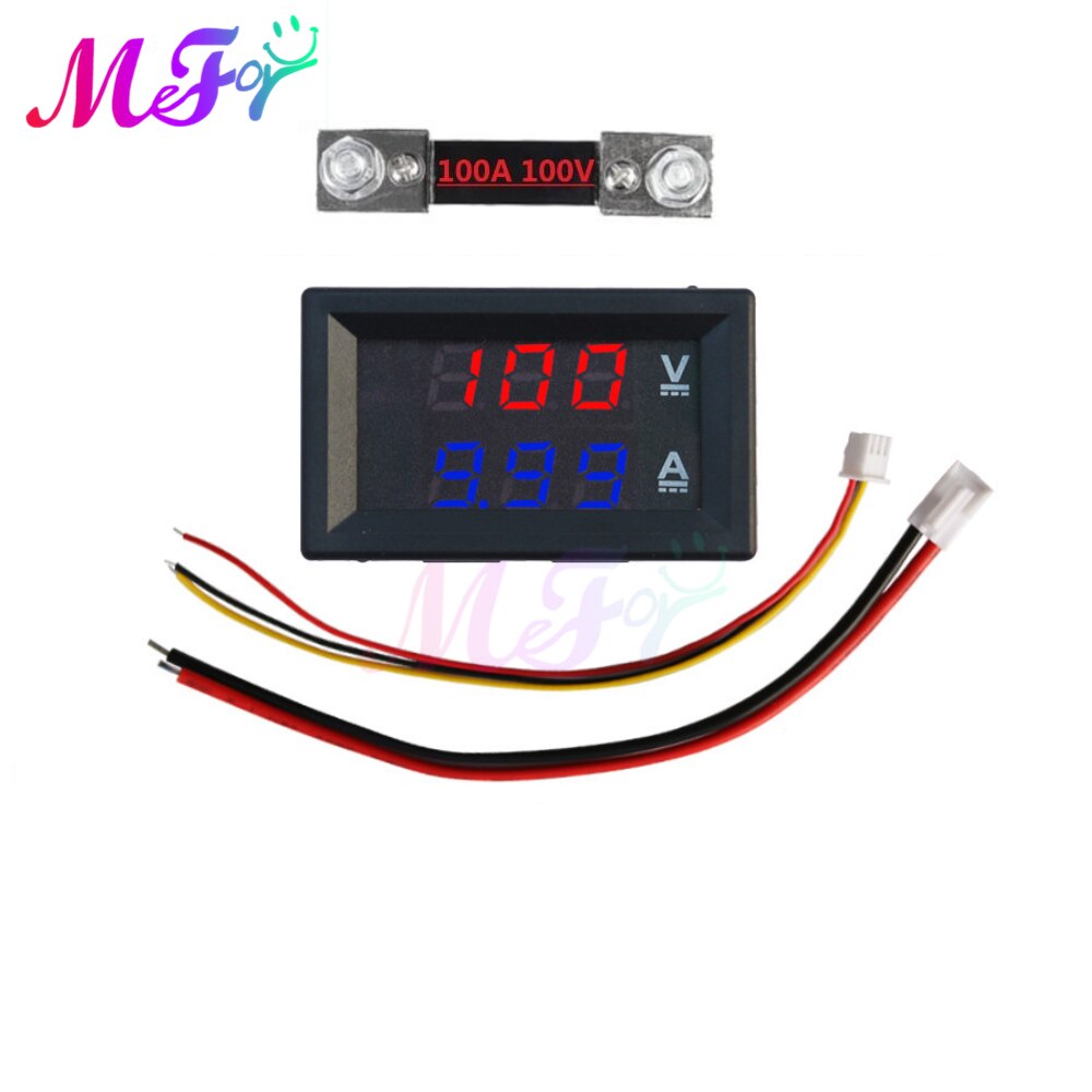 1 para woltomierz DC + 70mv bocznik DC 100V 100A woltomierz amperomierz niebieski + czerwony doprowadziło wzmacniacz podwójny cyfrowy miernik napięcia z 2Szpilka kabel: Niebieski