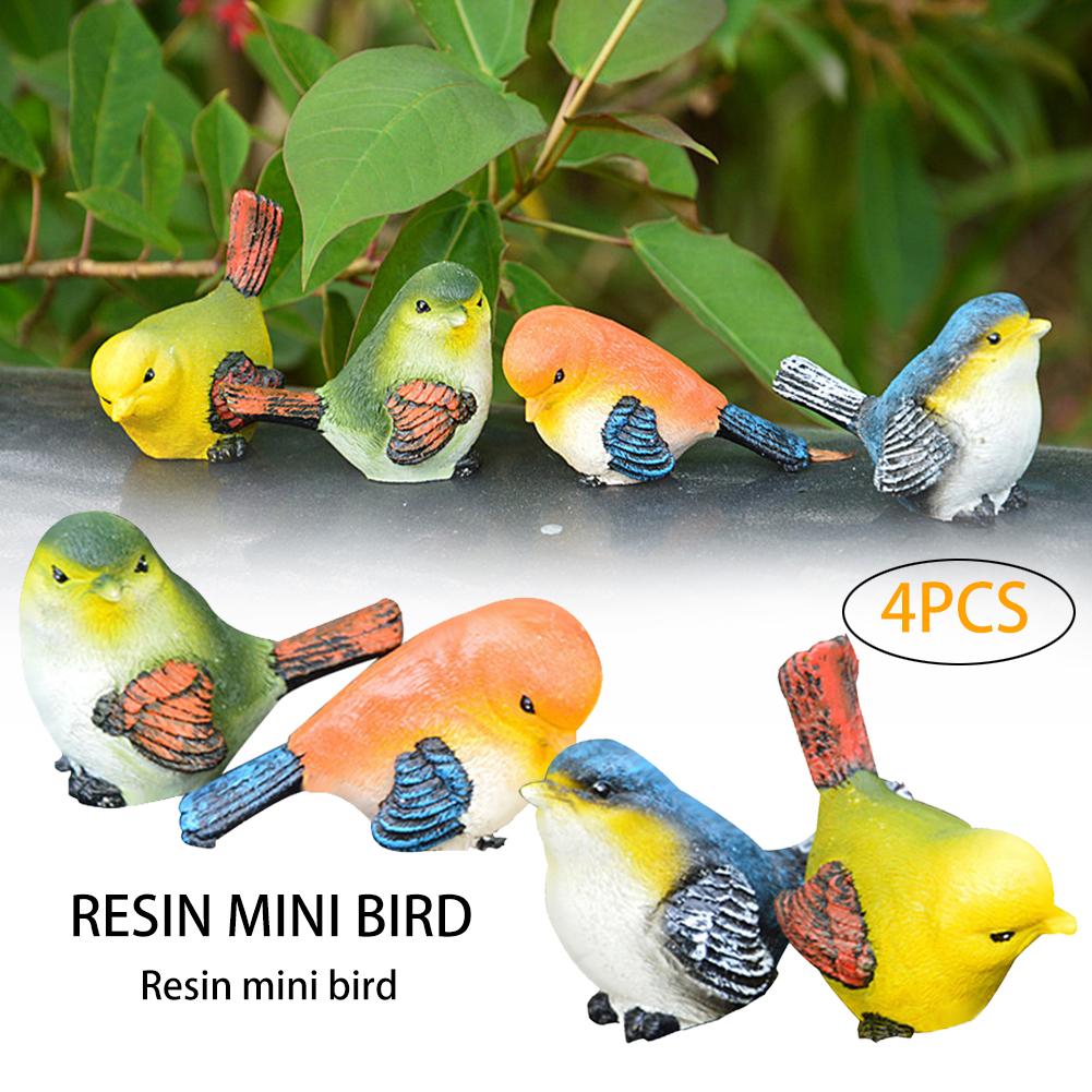 4 Stuks Resin Vogels Beeldjes Mini Vogels Ornament Voor Huis Tuin Decoratie