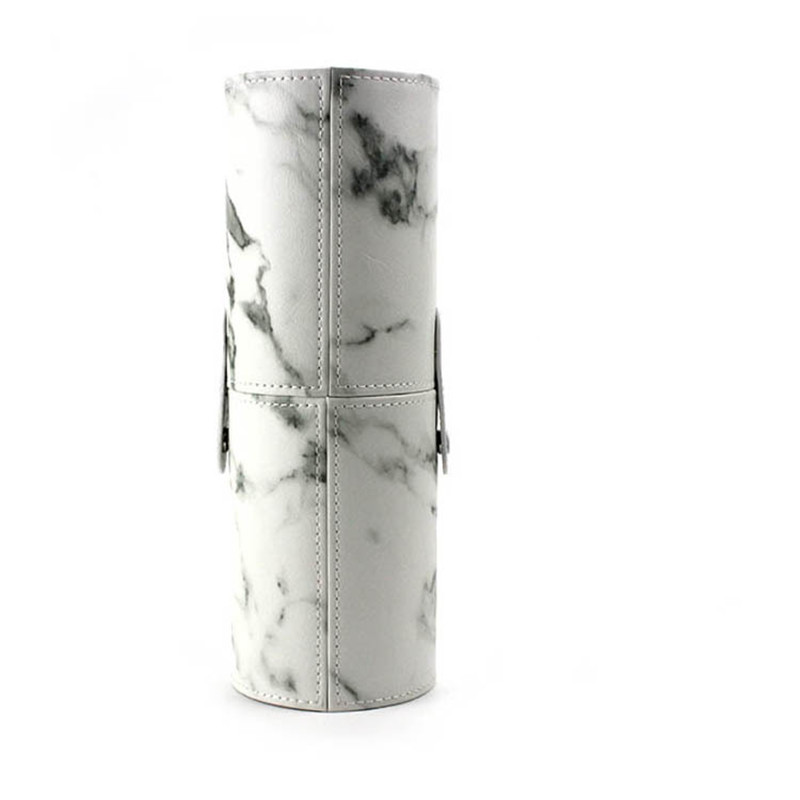 Makeup børster holder taske bærbar rejse pu marmorering tom beholder opbevaring kosmetik pensel pen børster organizer makeup værktøjer: L
