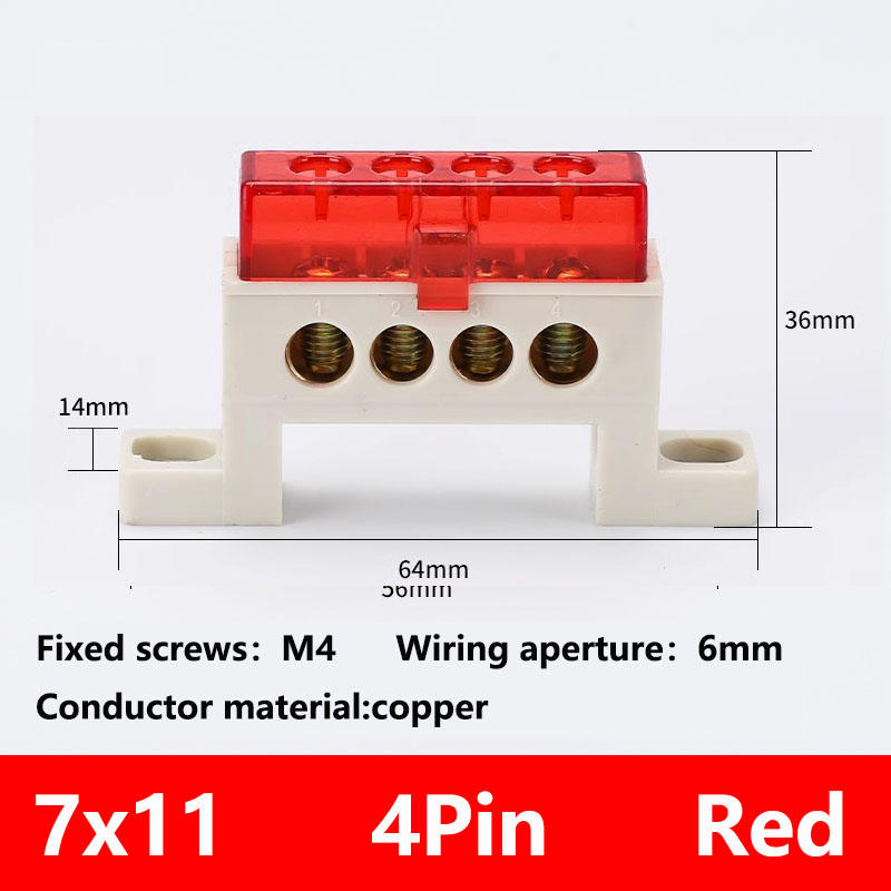 Zero wire terminal 3/4/5/6/7/10-Hole Distribution Box Terminal Block dustproof Ground Copper Bar Bridge type Busbar With cover: Beige