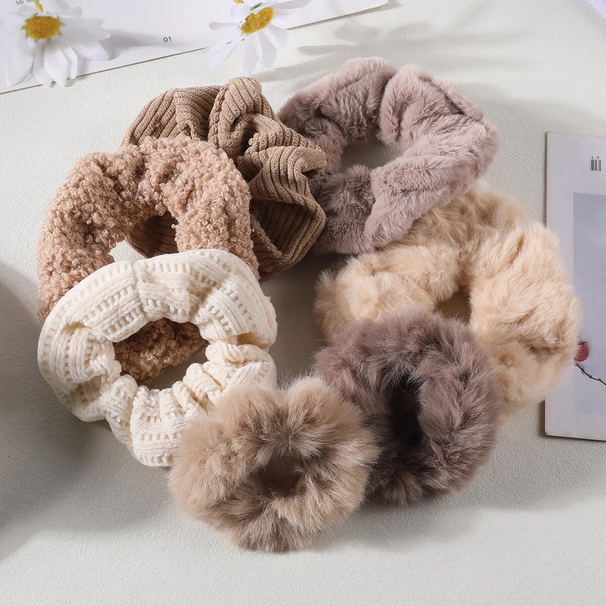 7/21 unids/set de coleteros para el cabello para mujer, banda para el cabello sólida de felpa para niñas, coleteros, bandas de goma, lazos para el cabello, accesorios para el cabello: Gris