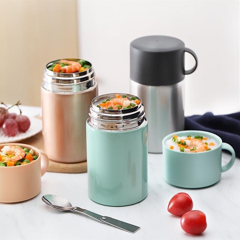550ML Double Stainless Steel Thermos Food Soup Containers Large Capacity Vacuum Flasks Portable Lunch Bento Box
