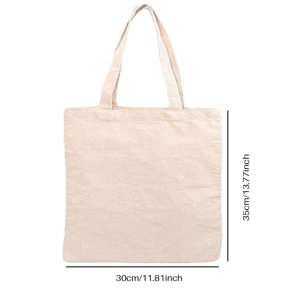 DIY Blank Canvas Shopping Bag Eco Reusable Foldable Shoulder Bags Beige Unisex Causal Handbag Tote Bag