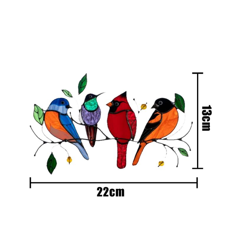 Brilliant Color Bird Window Decoration Multicolor Happy Birds Stickers Home Wallpaper Cartoon Decorative Stickers: 02