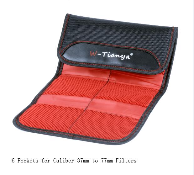 WTIANYA Camera Filter Case Wallet Pouch 6 Pockets Camera Filter Bag For Canon NIKON SONY camera Lens Filters 37mm to 82mm: 6 pockets