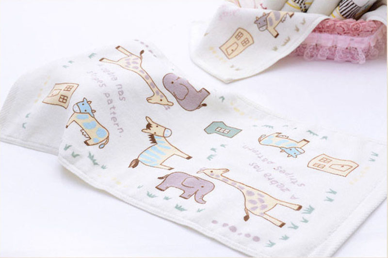 Cotton Baby Towel Washcloth Baby Feeding Baby Face Towels Washers Hand Cute Cartoon Wipe Wash Cloth Super Soft Water Absorption: Black