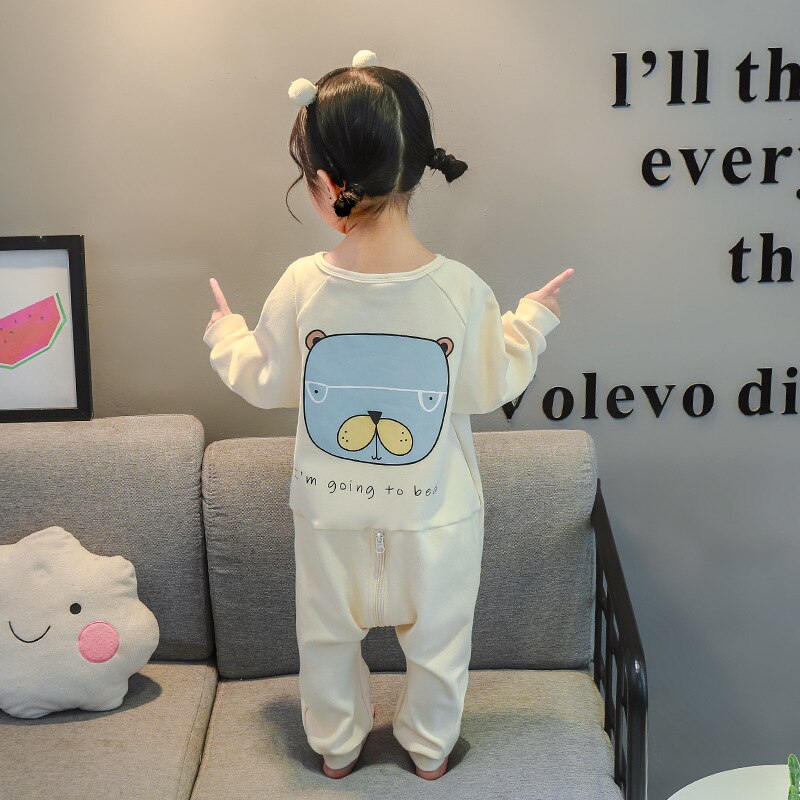 kids pajamas set pajama child summer Pajamas for boy pijama girls sleepwear cotton children's clothing from 2 to 7 years old: D23403-WHITE / 4T