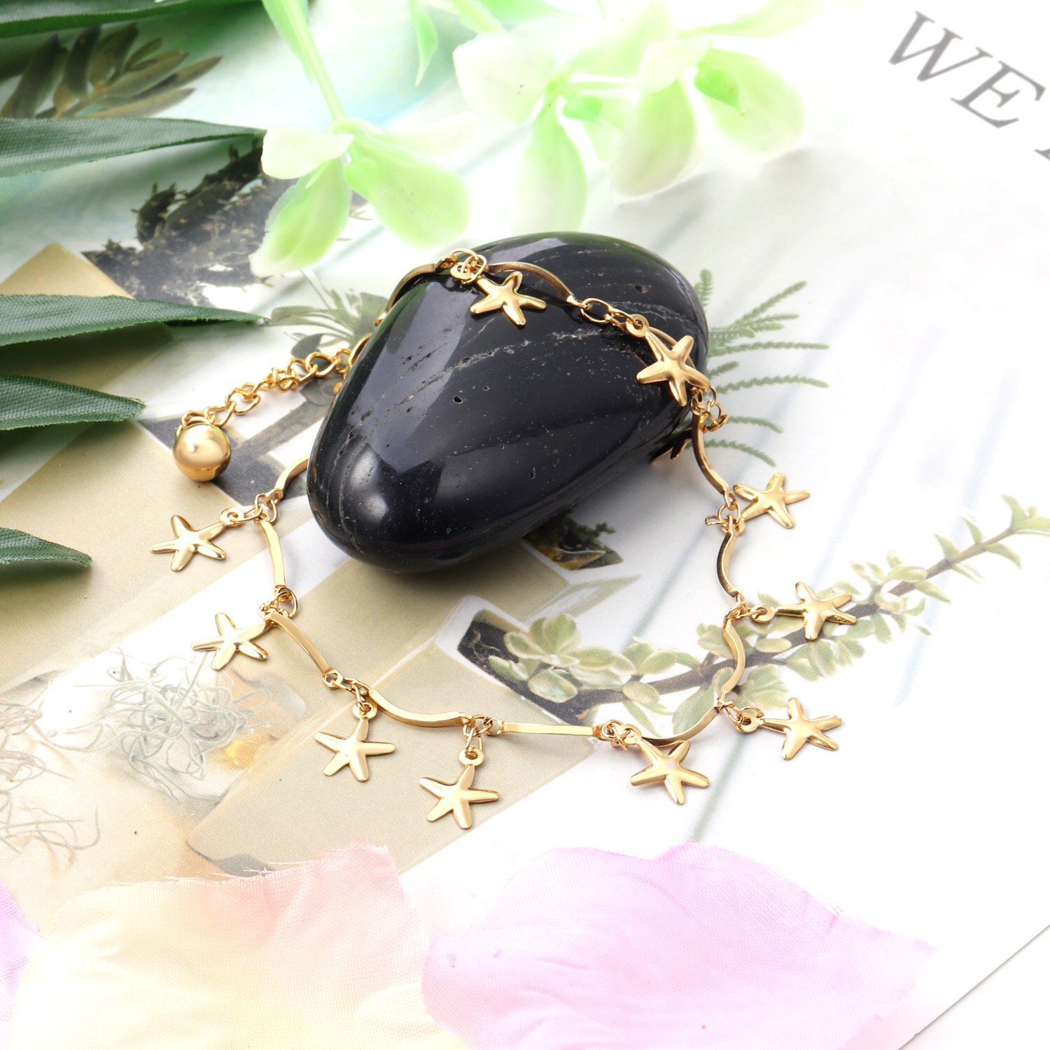 LUXUSTEEL obrączki dla kobiet akcesoria robić stóp gwiazda ze stali nierdzewnej kształt 20cm + 5cm regulowana bransoletka obrączka na nóżkę ptaka na nodze kobieta