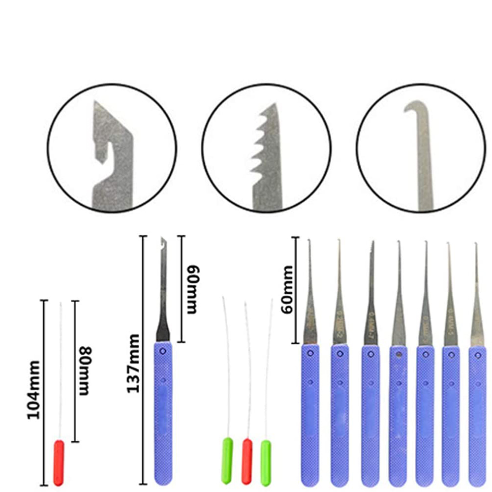 12Piece of Broken Key Take Out Tweezers Anti-theft Door Key Broken Take Out Lock Repair Tools for Locksmiths
