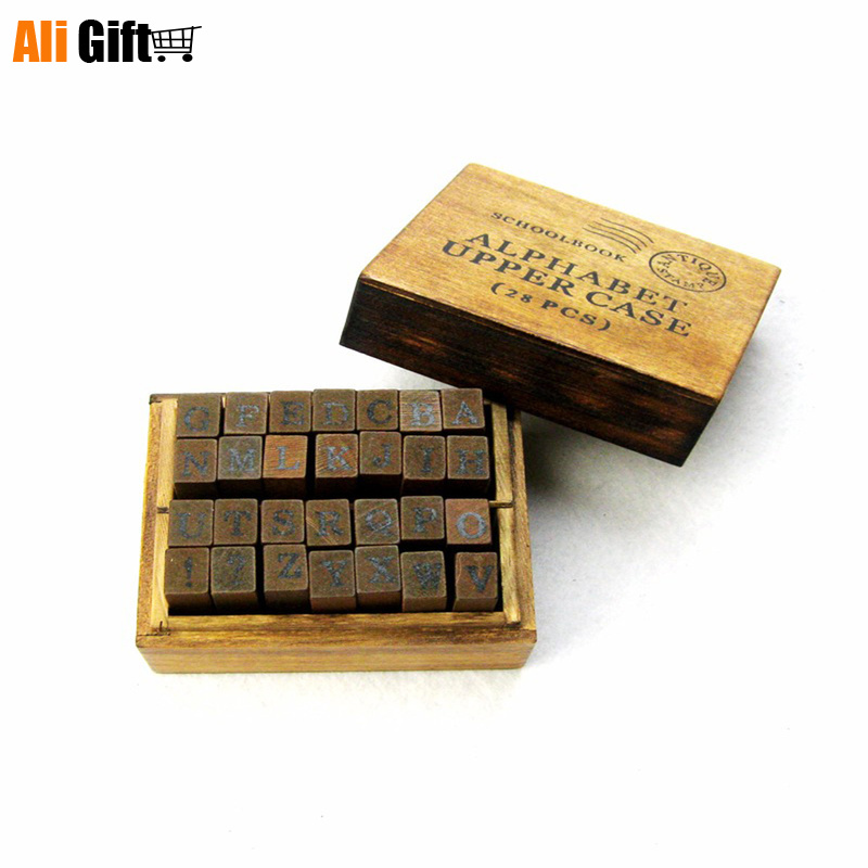 Anglais Cursive Digital Wooden AlPhaBet Seal Set Standardized Rubber Stamps English Letter Stamp Craft Supplies for Card Making